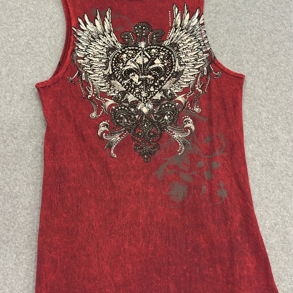 Women's Red Graphic Rhinestone Tank Top - Picture 5 of 9